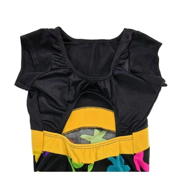 Body Wrappers Vintage 80s Open Back Unitard Biketard Leotard Dance Size Preteen